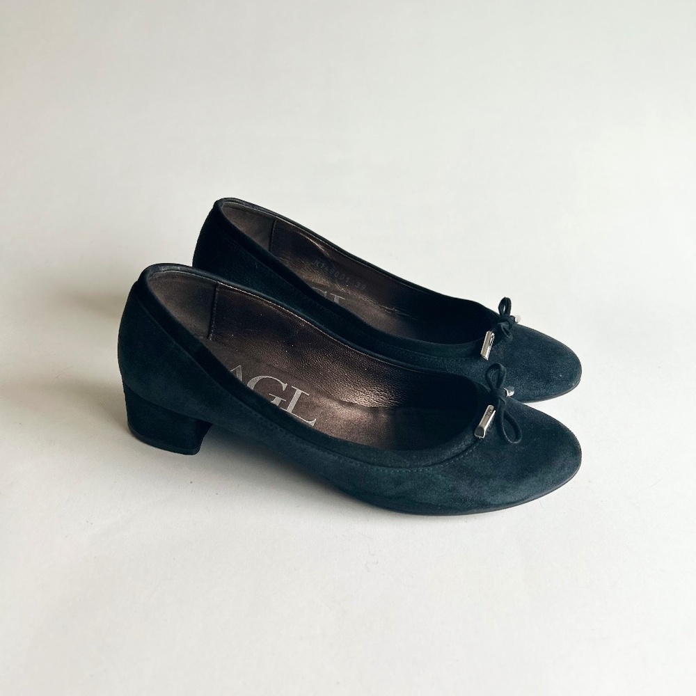 AGL Black Suede Genuine Leather Classic Heels size EUR 39, US 8.5